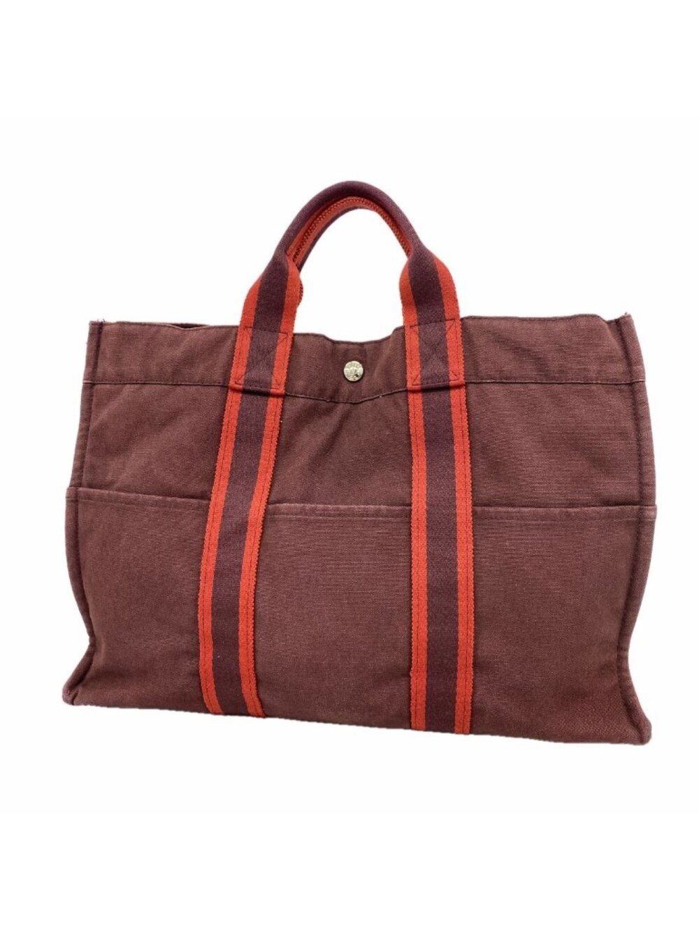 Hermes Tote Bag Fourre Tout MM Canvas Bordeaux Silver